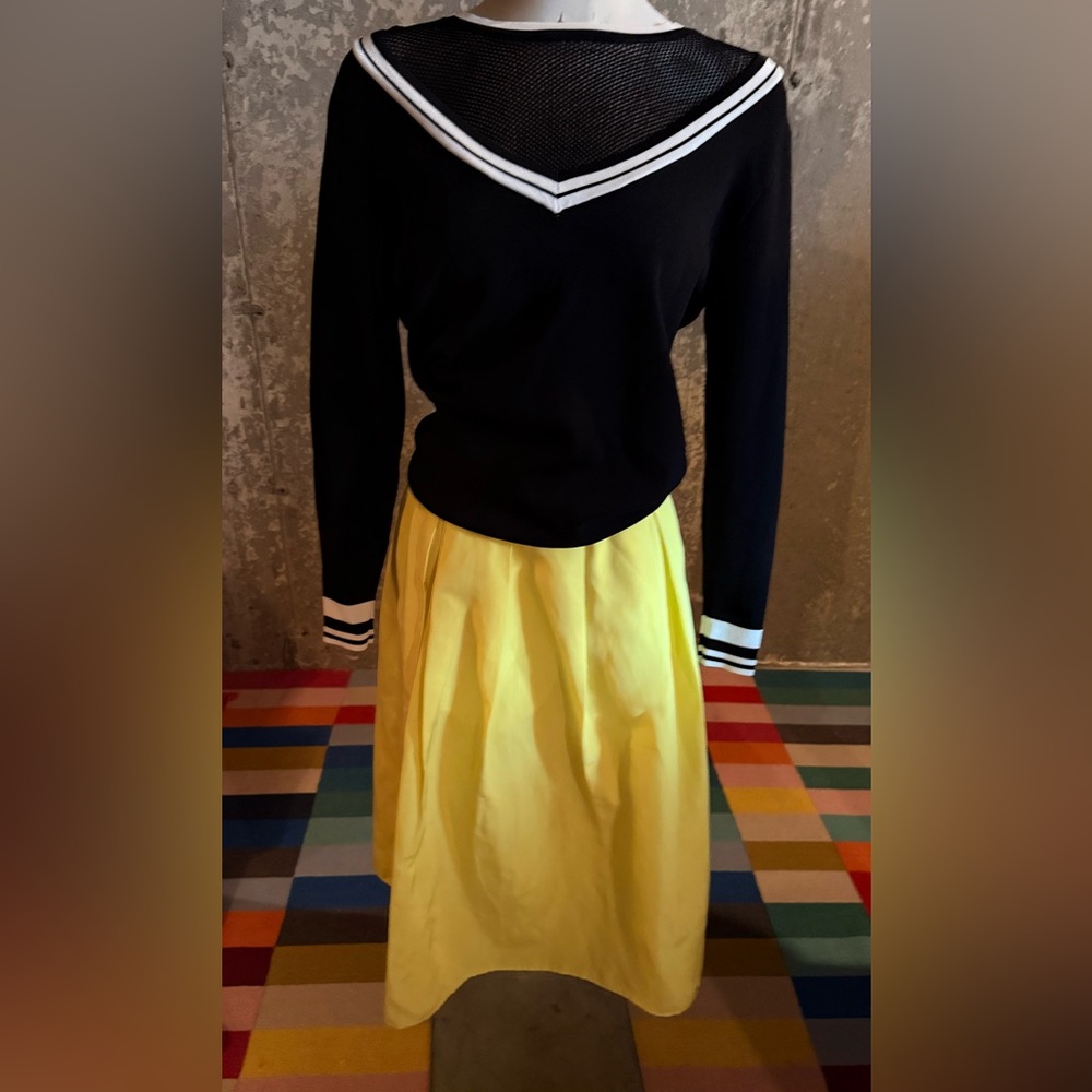 Supertrash Black V-Neck Sweater with White Trim